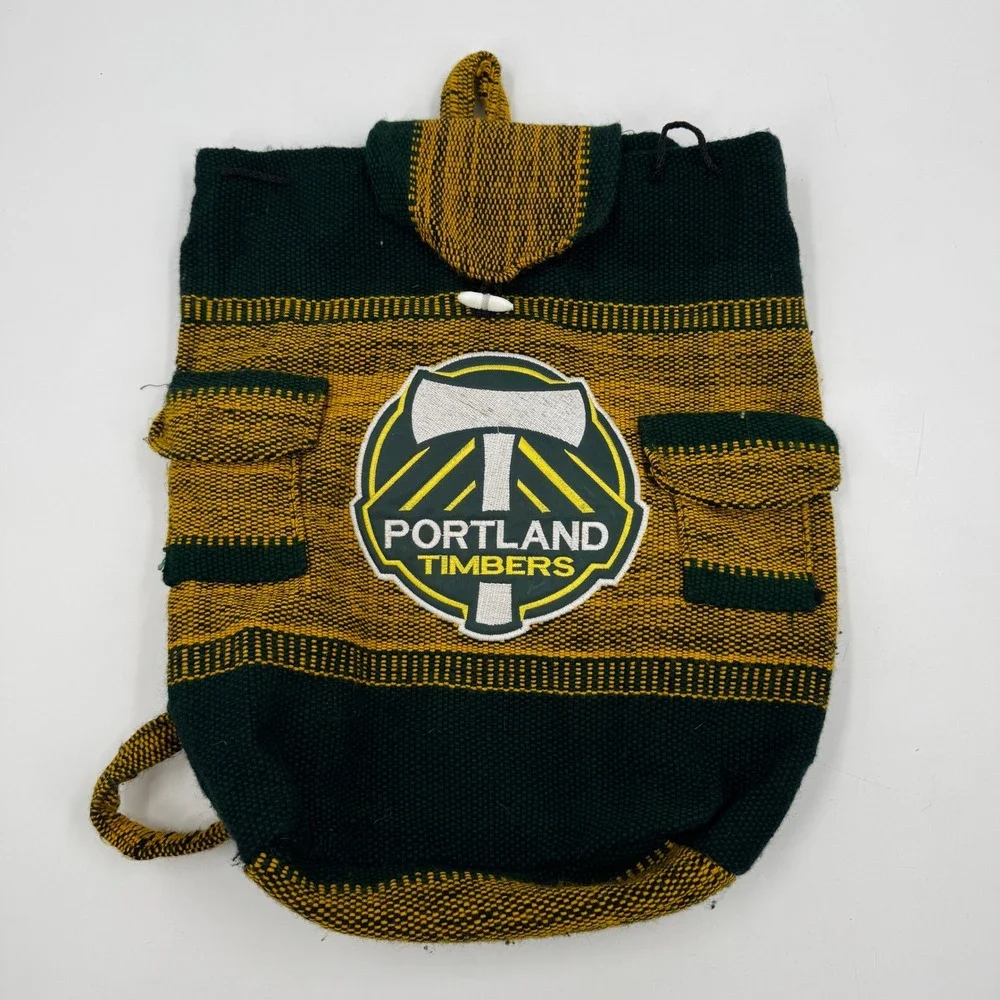 Portland Timbers Backpack Unisex Small‎ Green Yellow Woven Boho Patch